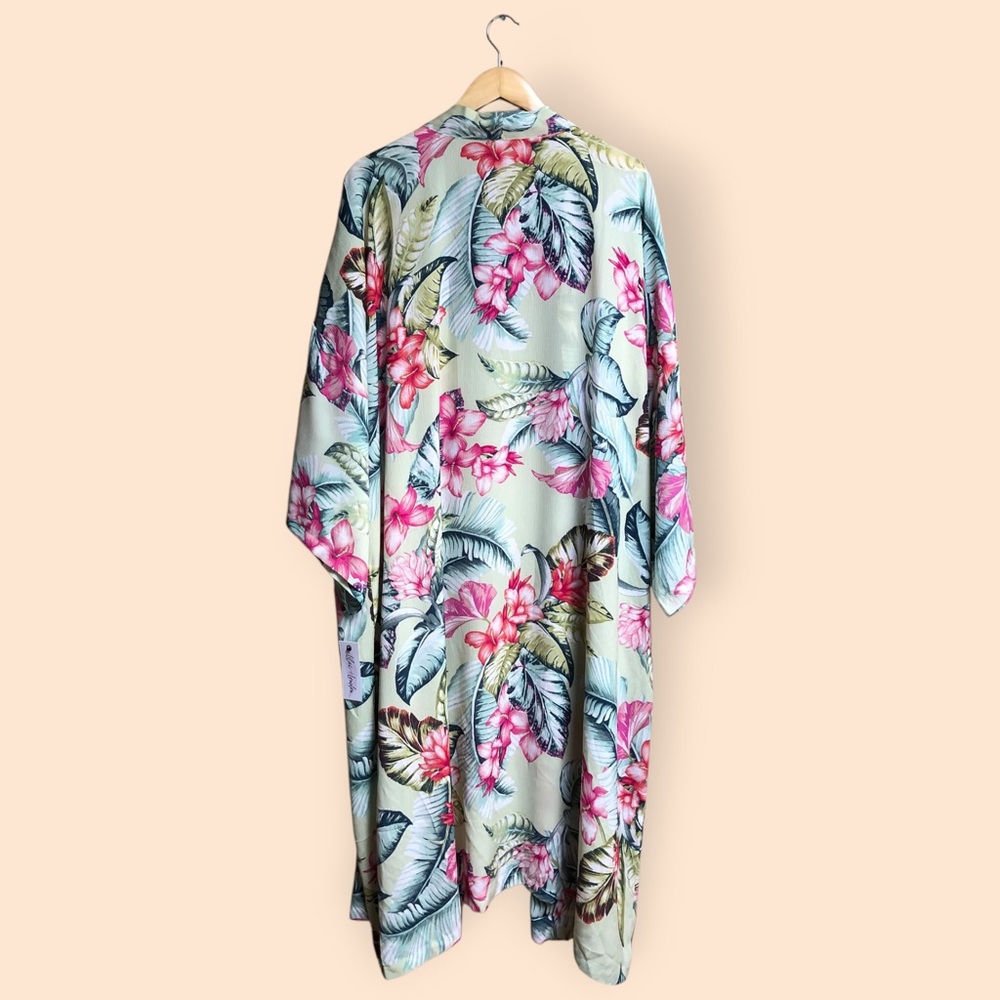 Lilac + London NEW Print Kimono Wrapper Robe Retro Botanical Women’s Plus 3X - Picture 12 of 15